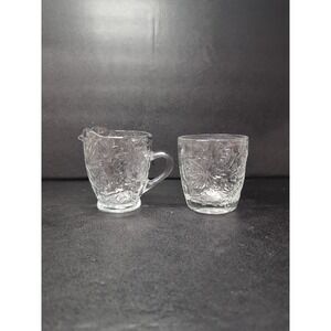 Princess House Fantasia Open Sugar Bowl and Creamer, Crystal Poinsettia, Decor,